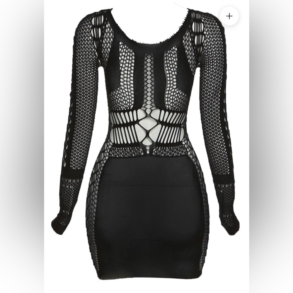 CIELO STRETCH KNIT MINI DRESS - BLACK